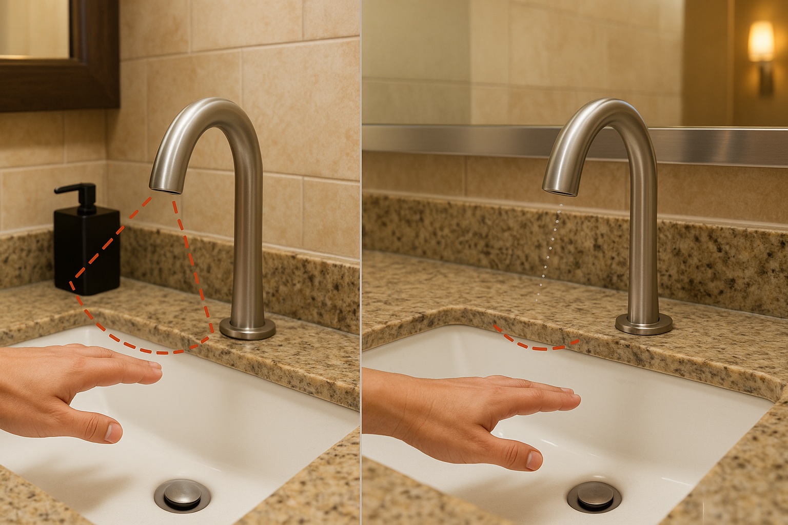 Avoiding reflections and false triggers near polished surfaces
